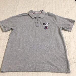 Moncler Gray Polo Shirt with Embroidered Patch